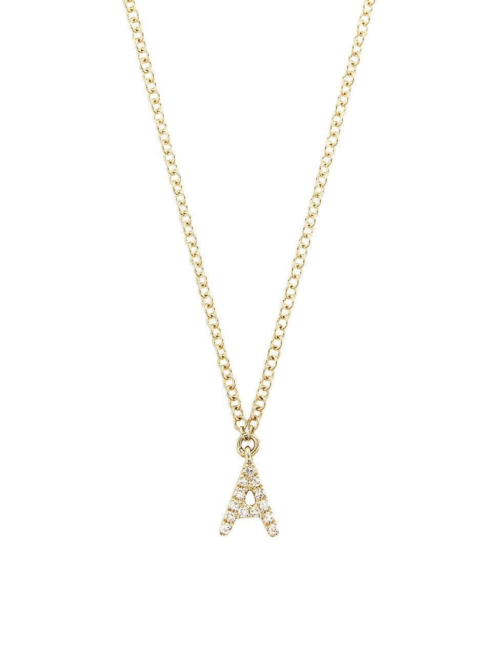 Womens 14K Yellow Gold & 0.03 TCW Diamond Initial Pendant Necklace Product Image