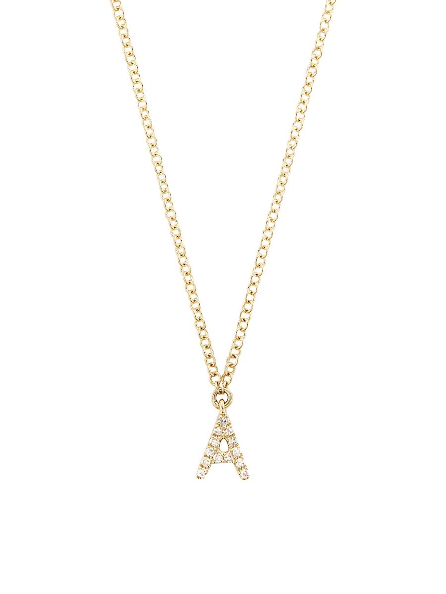Womens 14K Yellow Gold & 0.03 TCW Diamond Initial Pendant Necklace Product Image