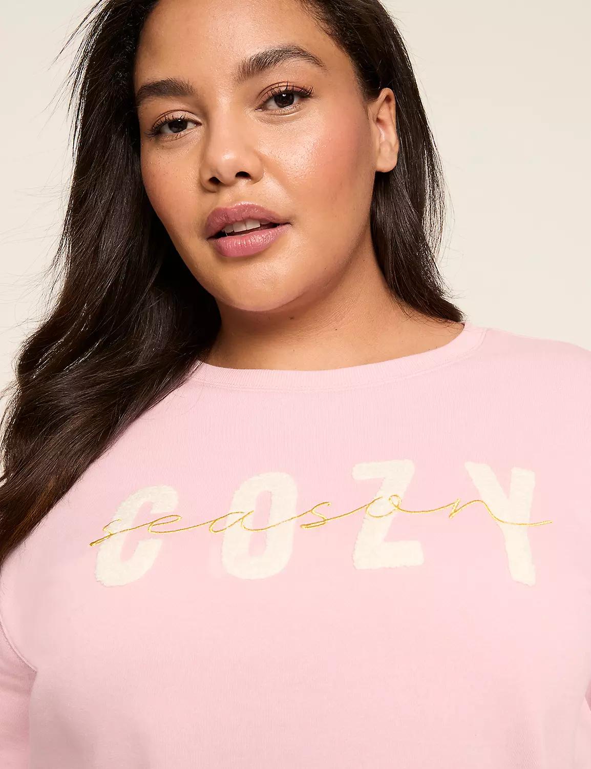 Embroidered Cozy Season Graphic Side-Slit Sweatshirt Product Image