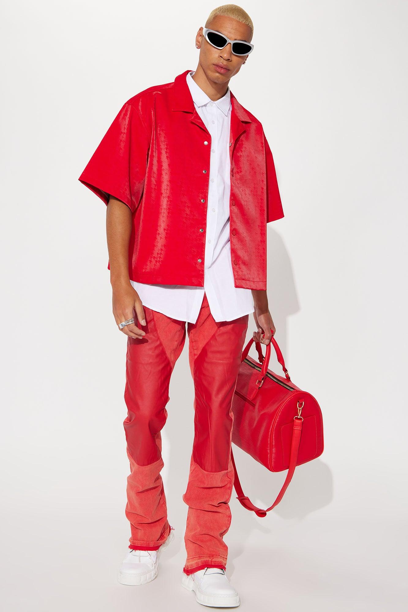 Count On It Stacked Skinny Flare Jeans - Red Product Image