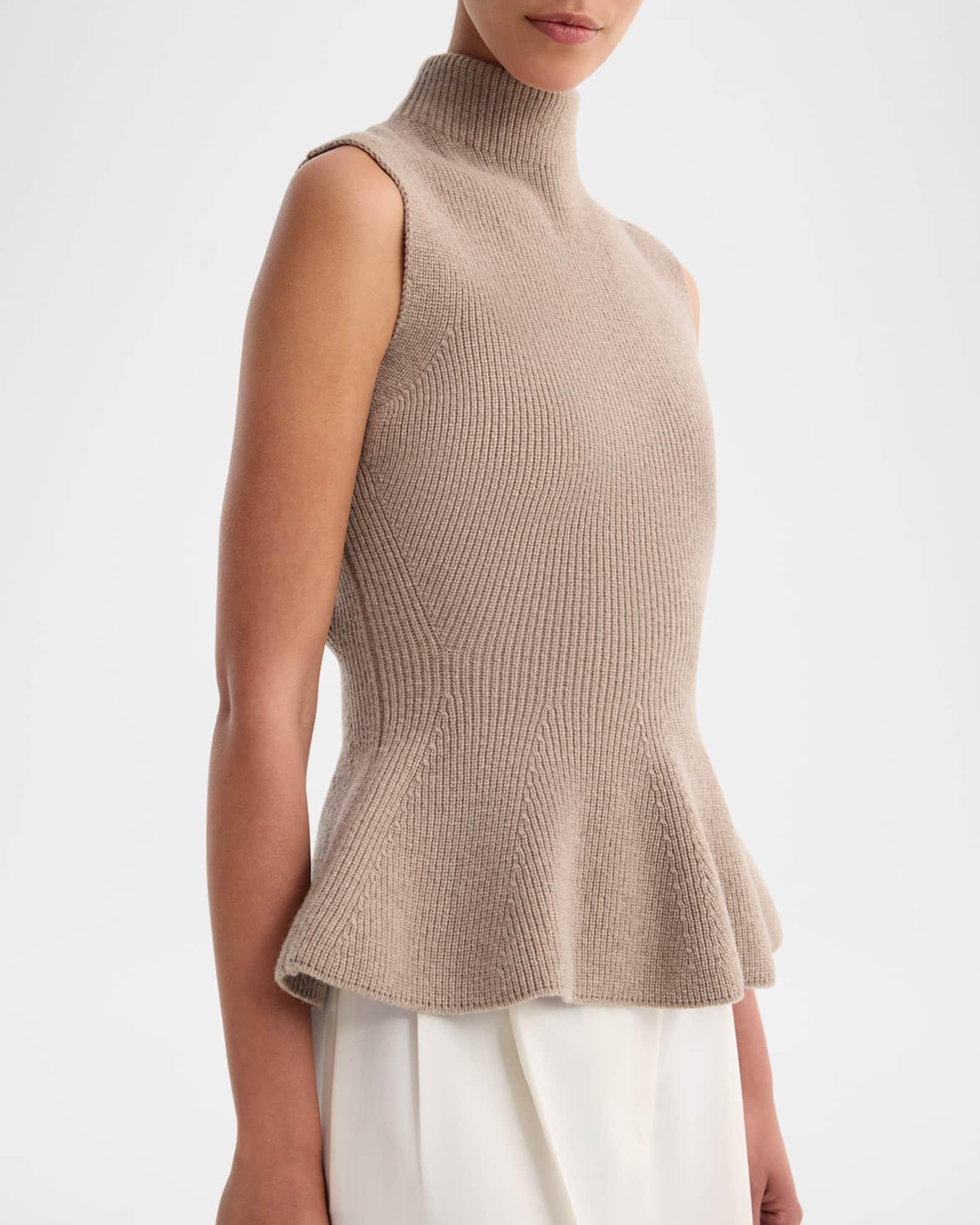 Sleeveless Wool-Cashmere Peplum Sweater  Product Image