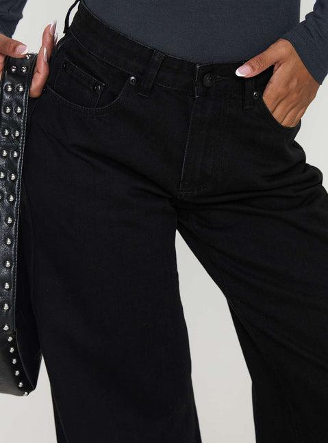 Colemane Mid Rise Wide Leg Jeans Black Product Image