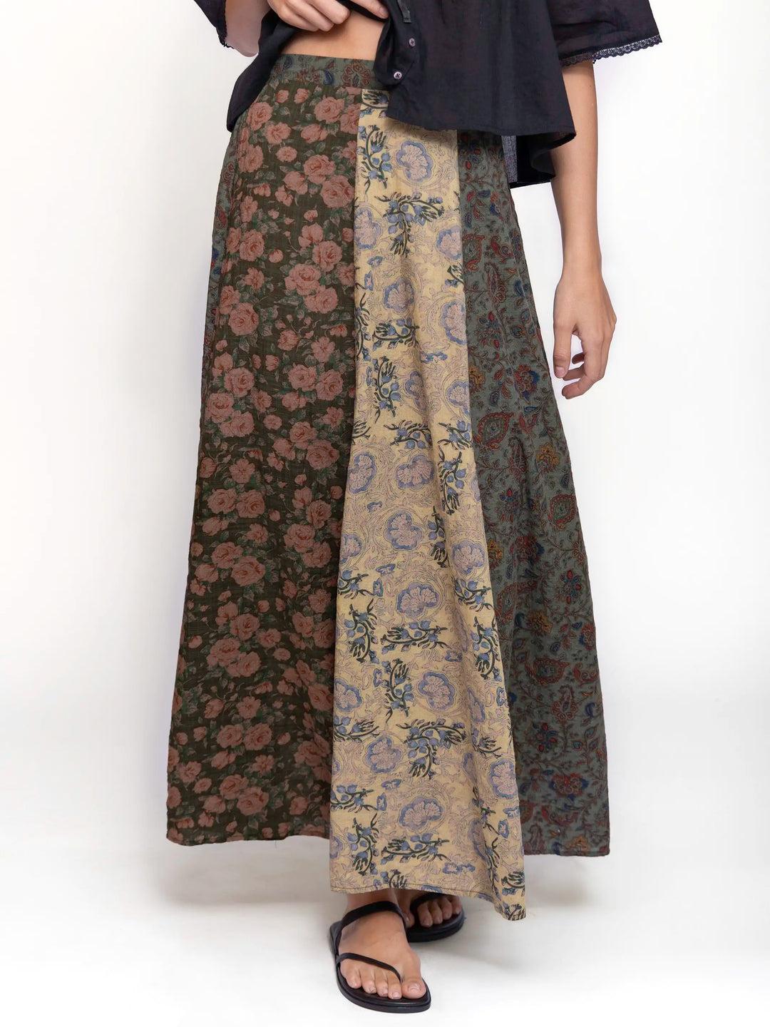 Valentina Maxi Skirt - Sage Cream Floral Product Image