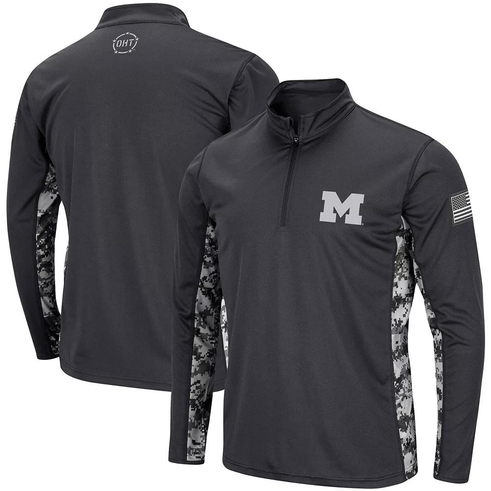 Men's Colosseum Charcoal Iowa Hawkeyes OHT Military Appreciation Digital Camo Lightweight Quarter-Zip Pullover,  Product Image