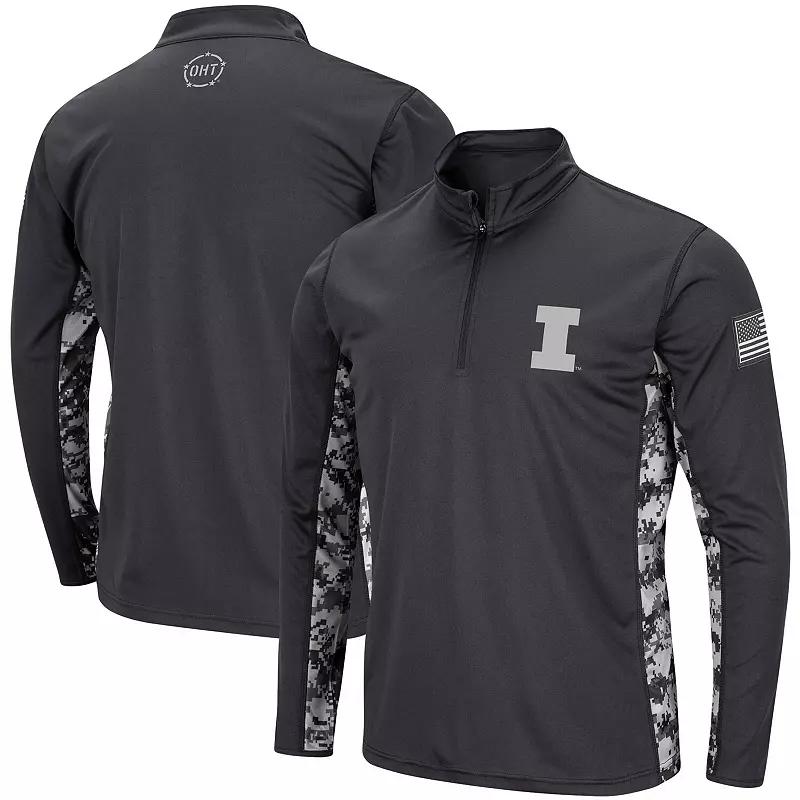 Men's Colosseum Charcoal Kansas State Wildcats OHT Military Appreciation Digital Camo Lightweight Quarter-Zip Pullover,  Product Image