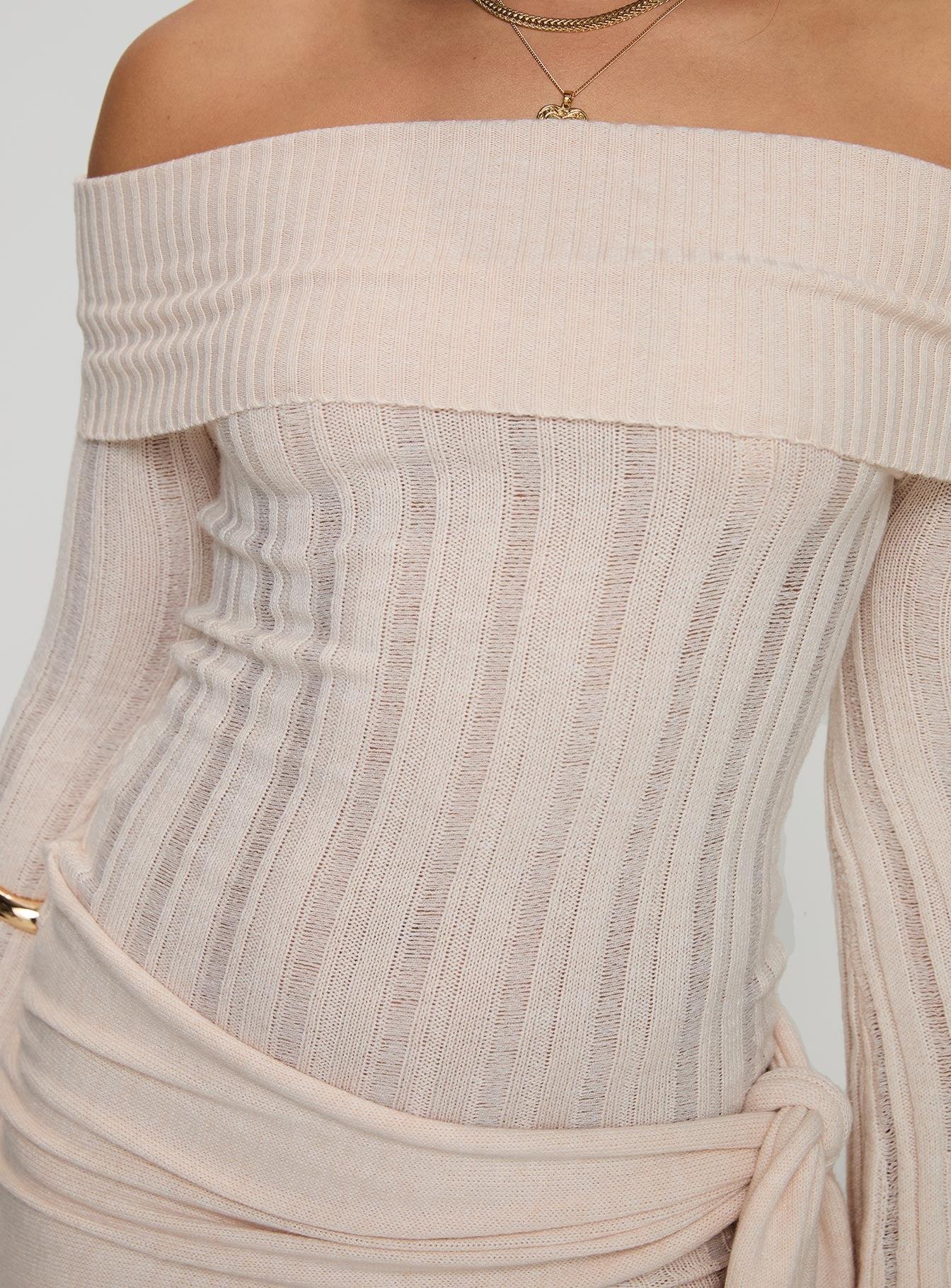 Oalie Off The Shoulder Mini Dress Cream Product Image