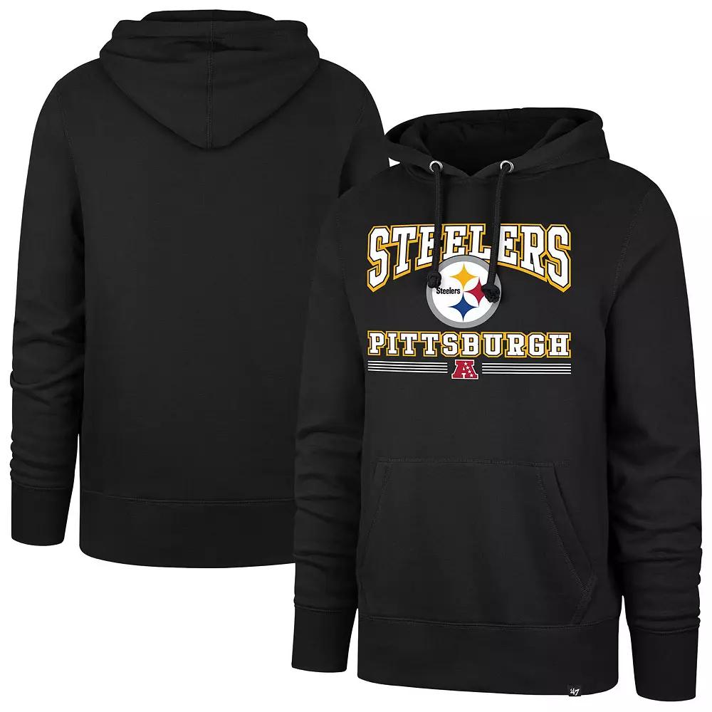 Men's '47 Black Pittsburgh Steelers Packed House Headline Pullover Hoodie,  Product Image