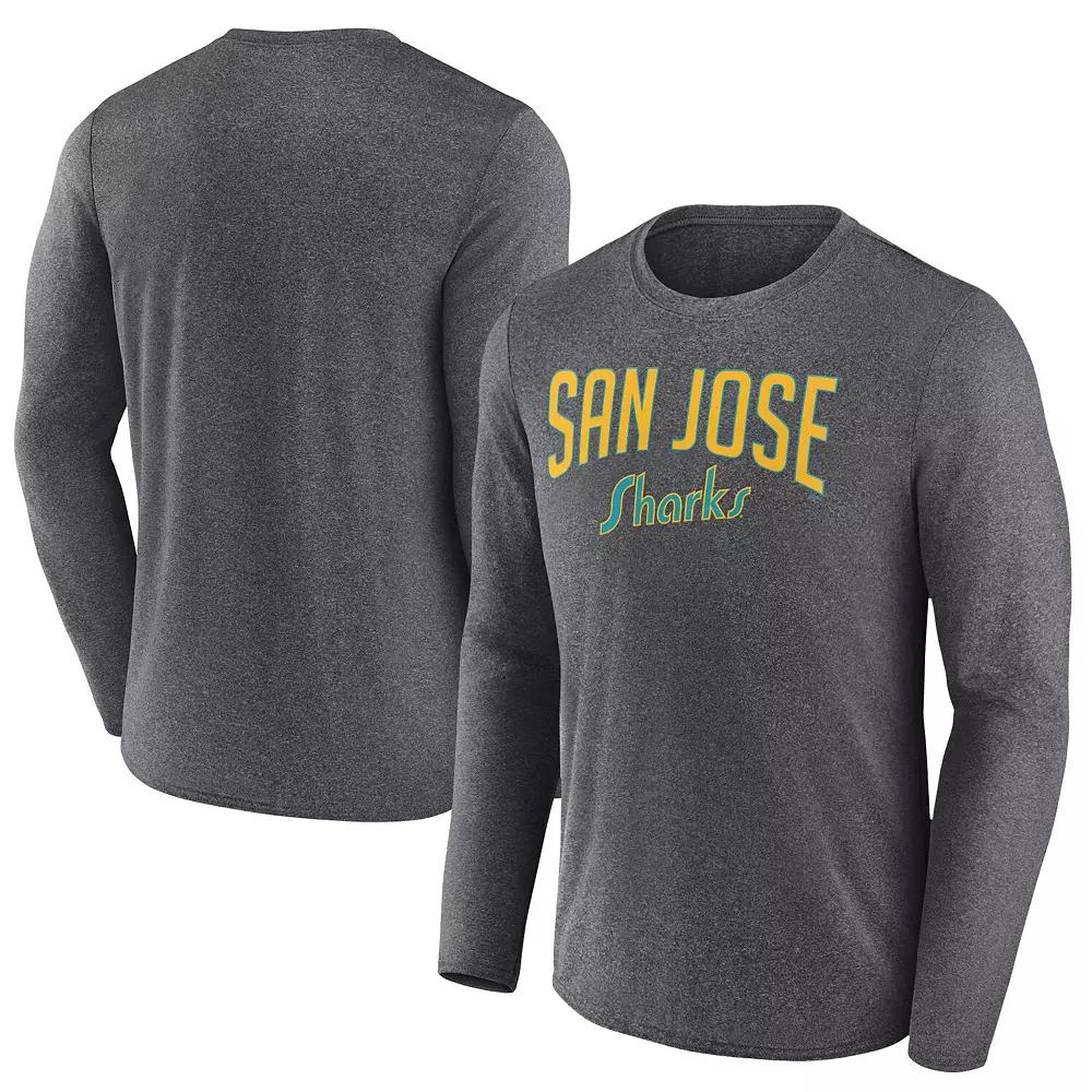 Men's Fanatics Branded Heather Charcoal San Jose Sharks Special Edition 2.0 Scoring Chance Long Sleeve T-Shirt,  Product Image