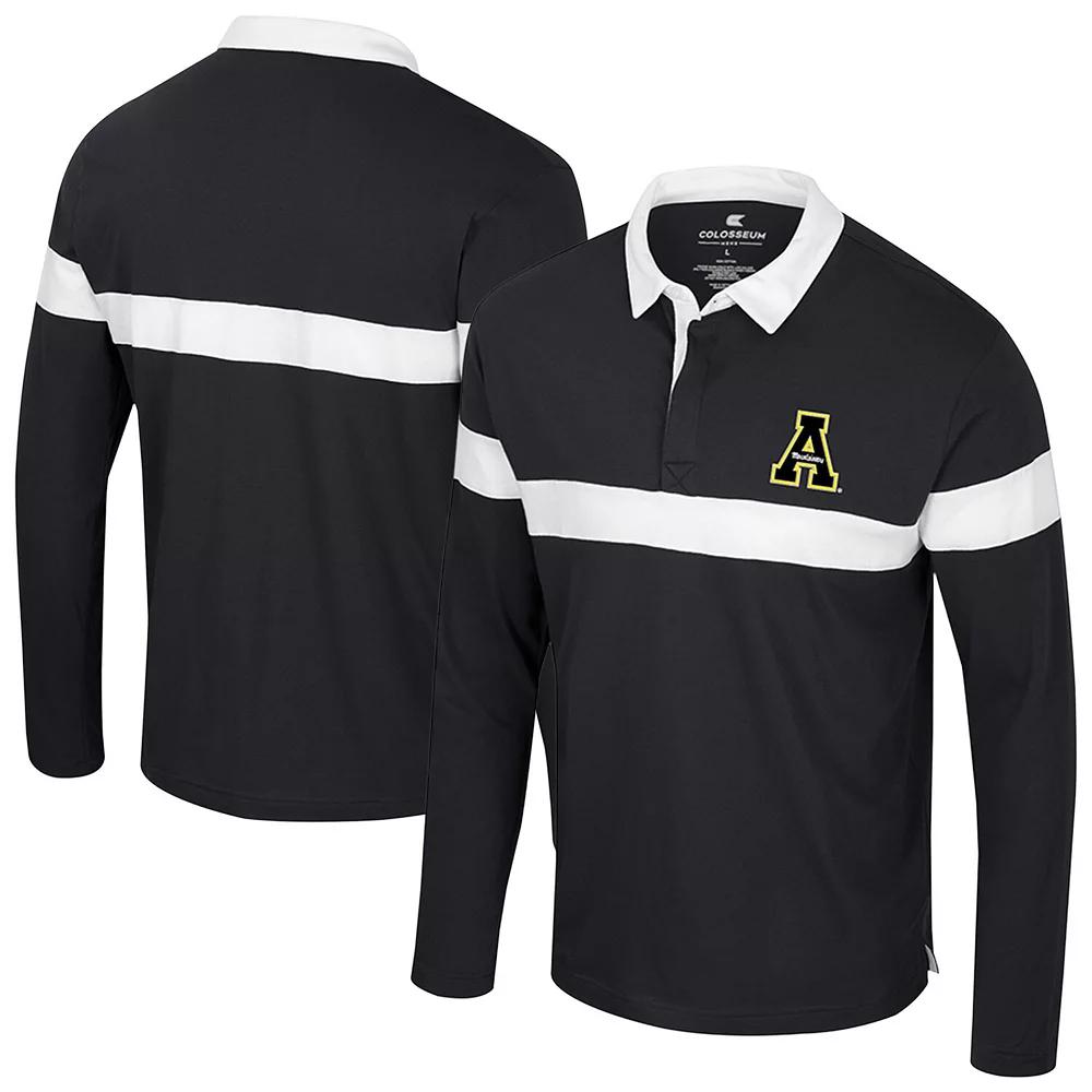 Men's Colosseum Black Appalachian State Mountaineers Too Cool For School Long Sleeve Polo,  Product Image