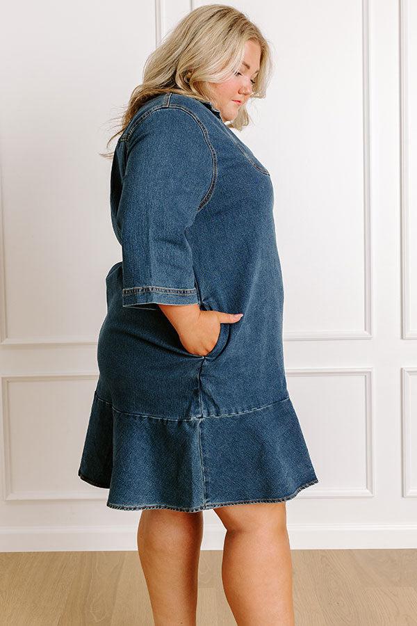 Simply Sweet Denim Mini Dress Curves Product Image