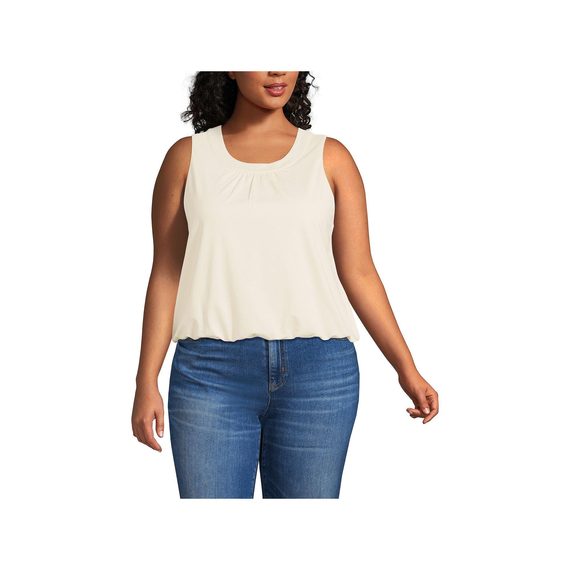 Plus Size Lands' End Perfect Tuck Tank, Women's, Size: 1XL, Fresh Ivory Product Image