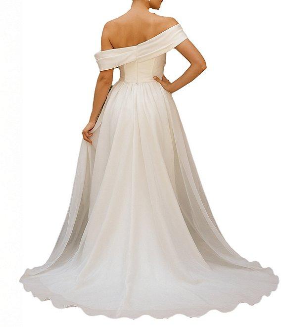 Terani Couture Mikado One Shoulder Rosette Applique Train Gown Product Image