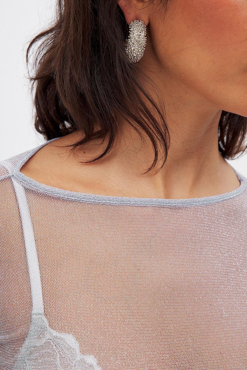 Long Sleeve Glitter Mesh Top Product Image