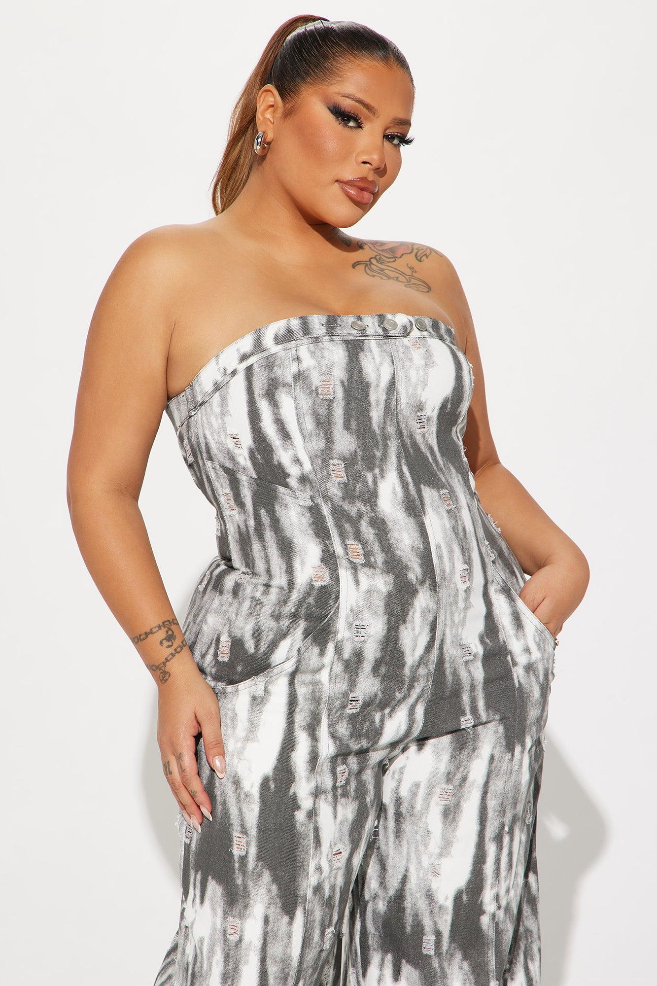 The Only Reason Denim Jumpsuit  - Grey Product Image