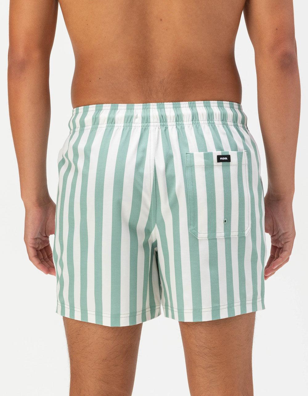 RSQ Mens Bold Stripe Swim Shorts - CRYSTAL GREEN Product Image