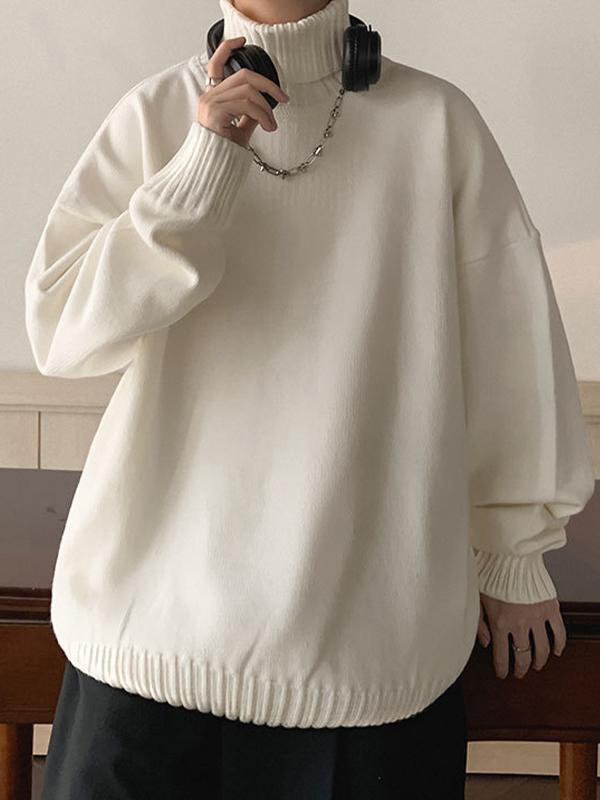 Men's Solid Color Turtleneck Oversized Sweater Product Image