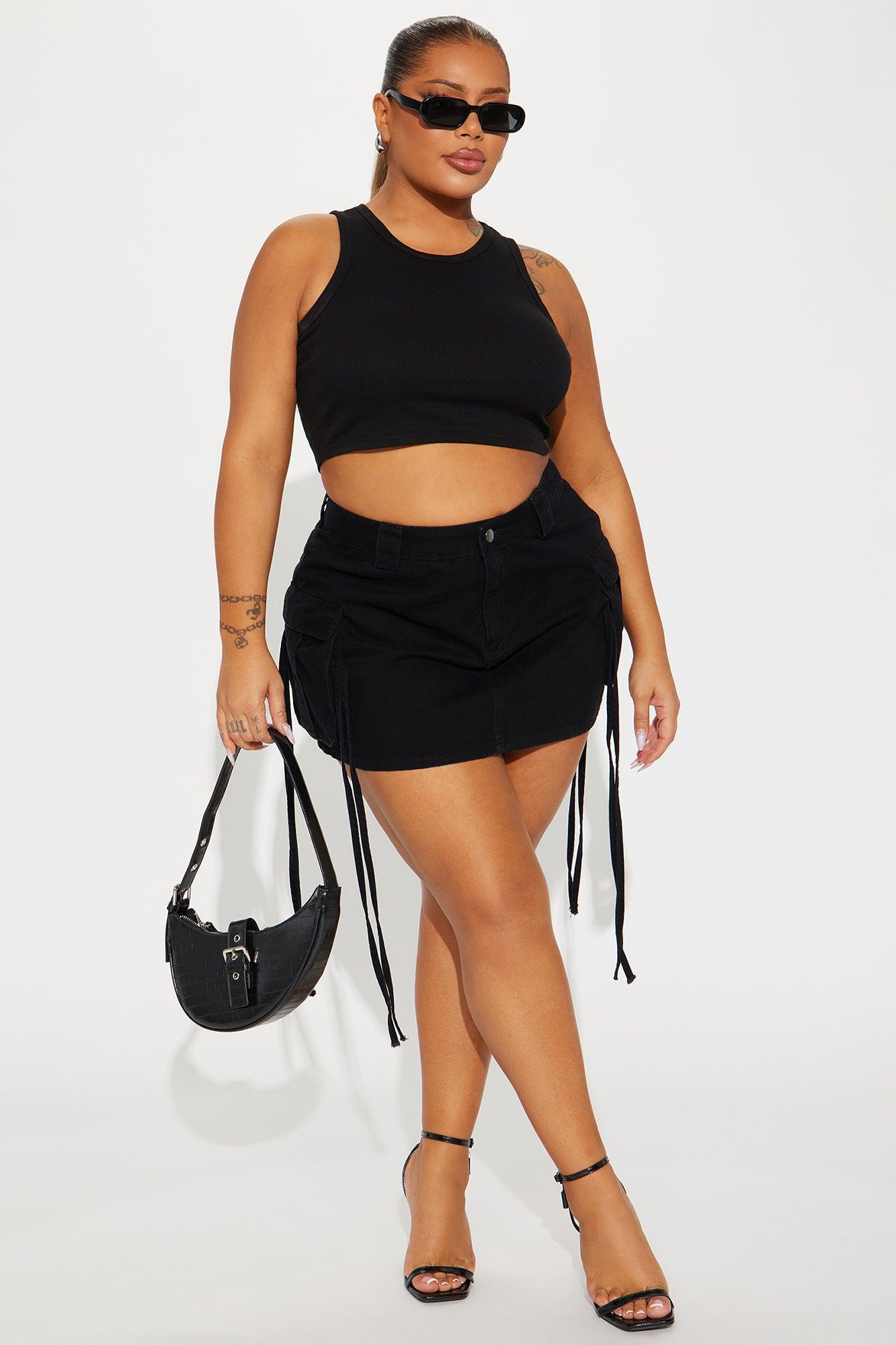 Golden Hour Cargo Mini Skirt  - Black Product Image