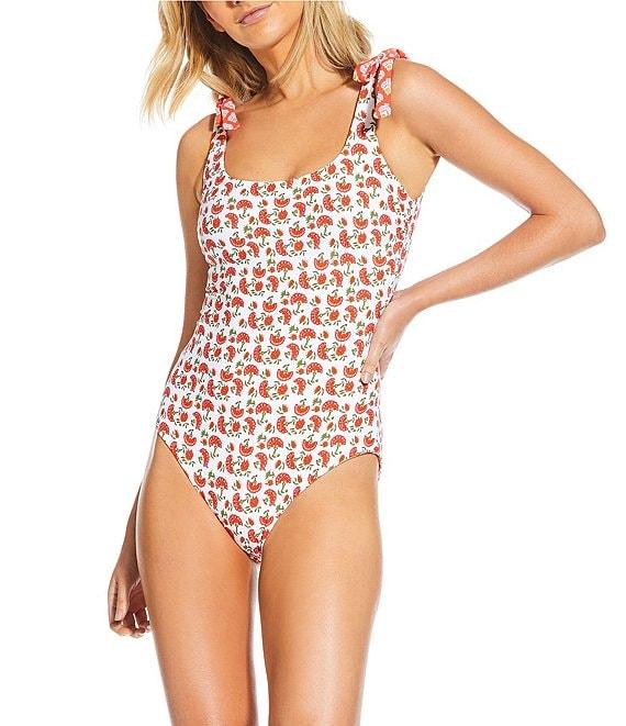 A Loves A Reversible Rio Flower Tie Shoulder Scoop Neck One Piece Swimsuit Product Image