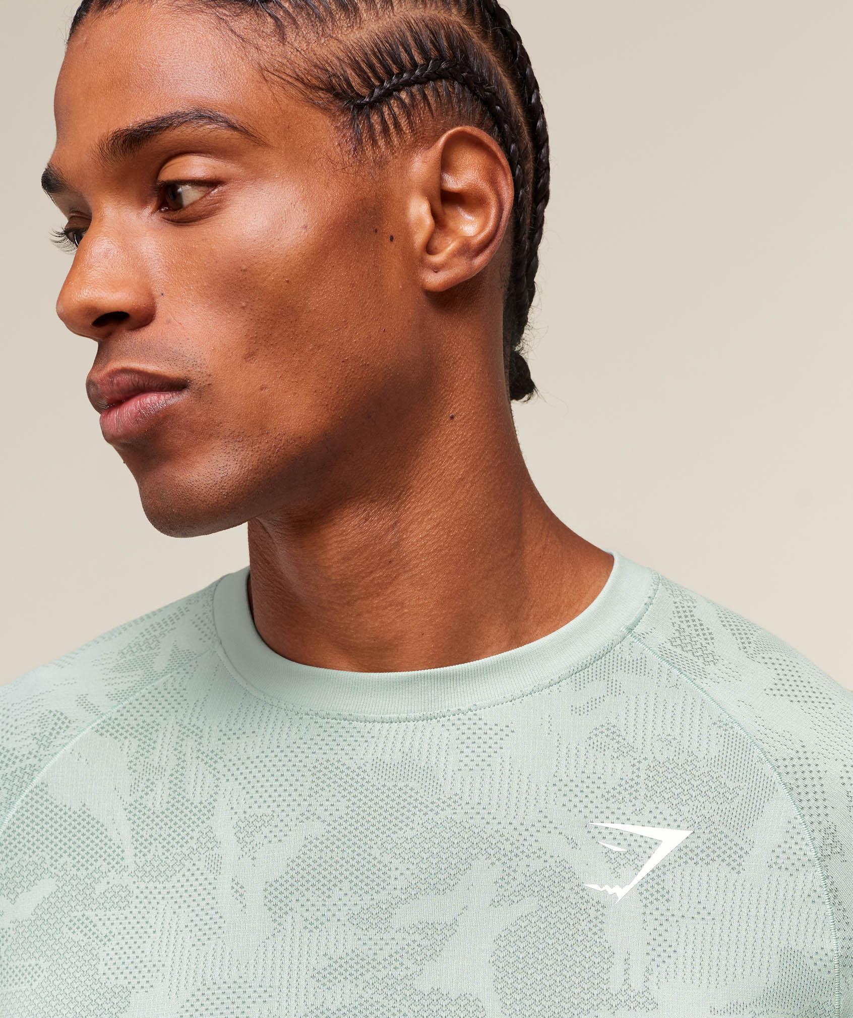 Gymshark Geo Seamless Long Sleeve T-Shirt - Morning Blue/Celeste Blue Male Product Image