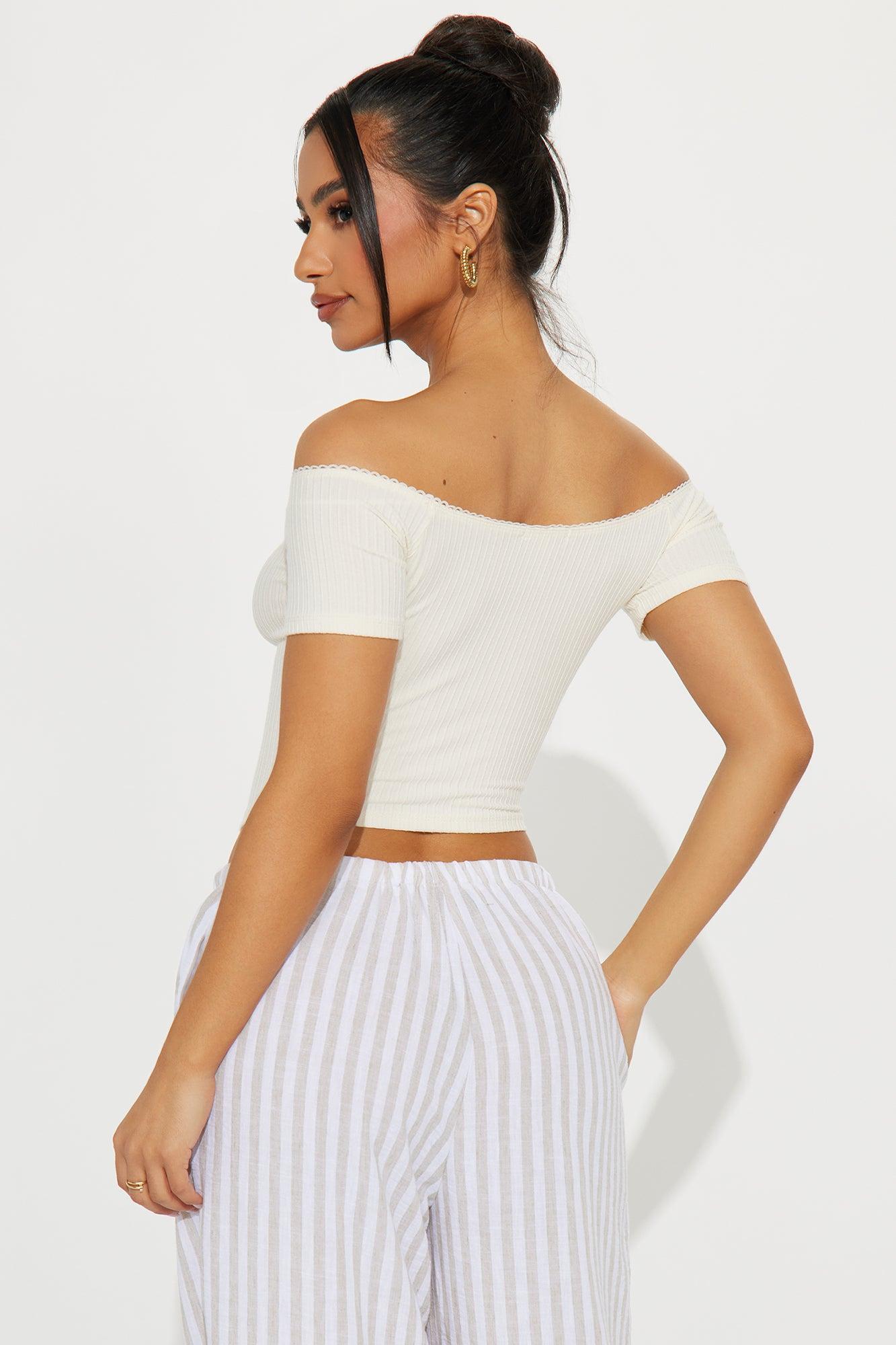 Girly Things Off Shoulder Top - Cream Product Image