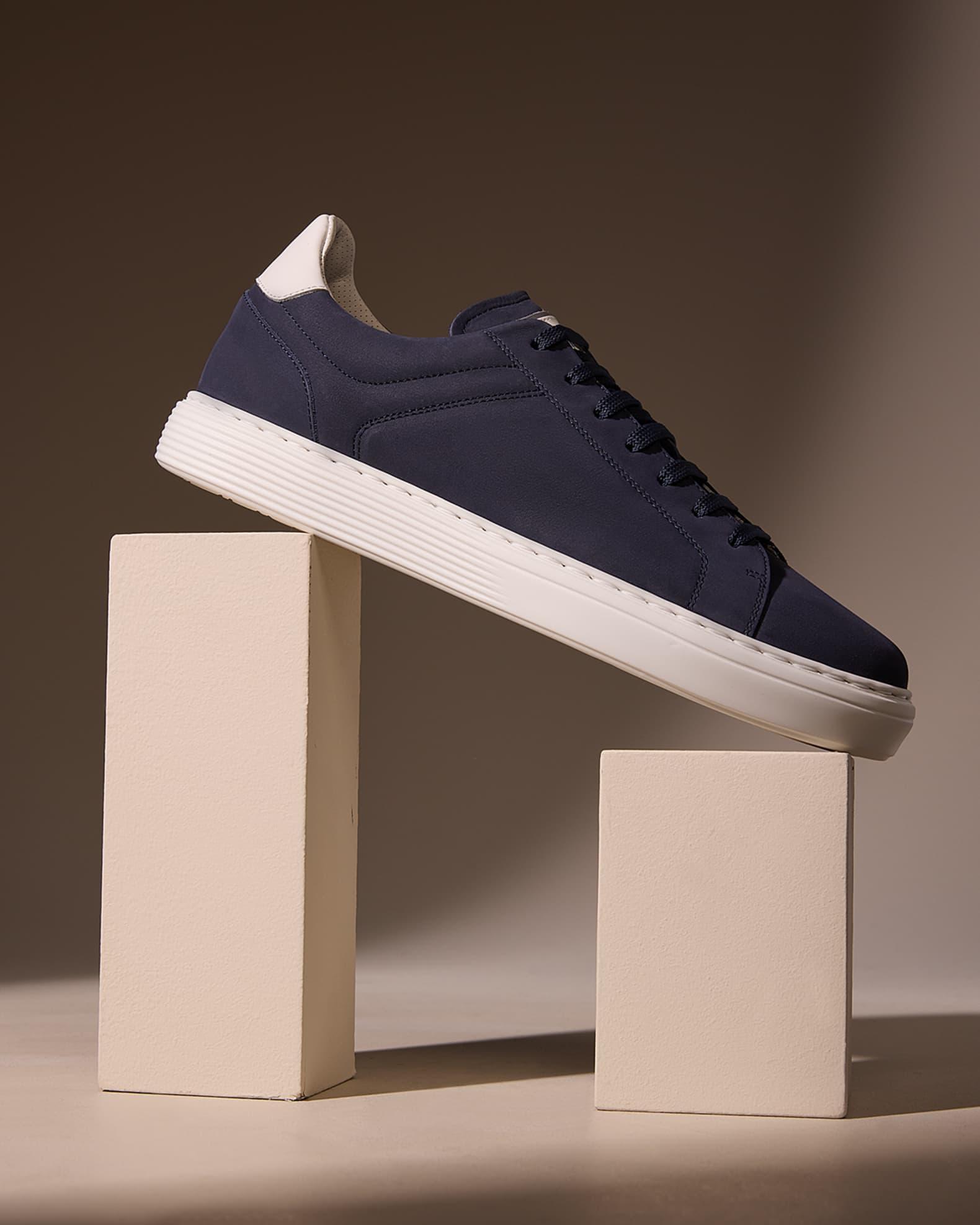 Men's Nubuck Calfskin Low-Top Sneakers Product Image
