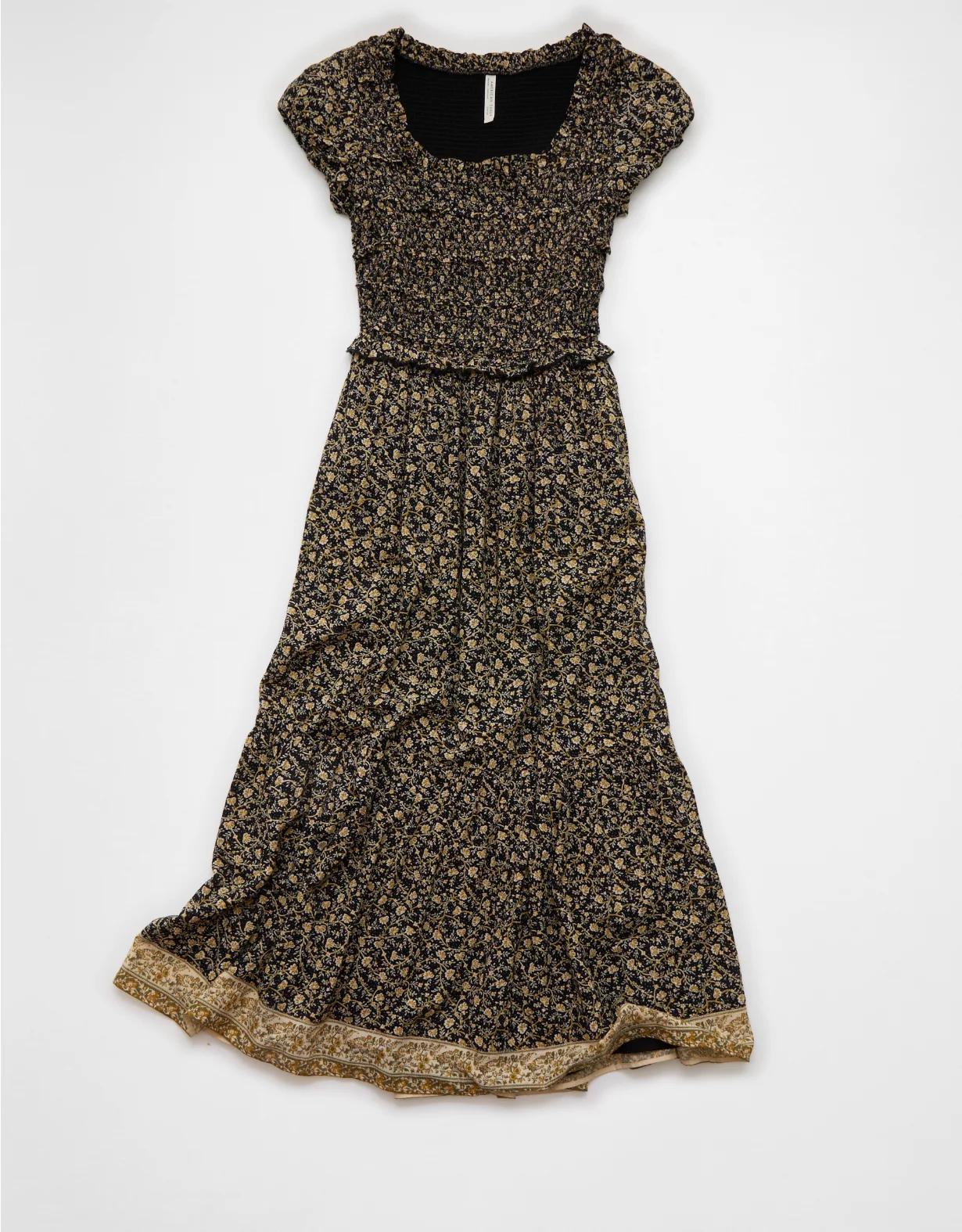 AE Scoop Neck Smocked Midi Dress Product Image