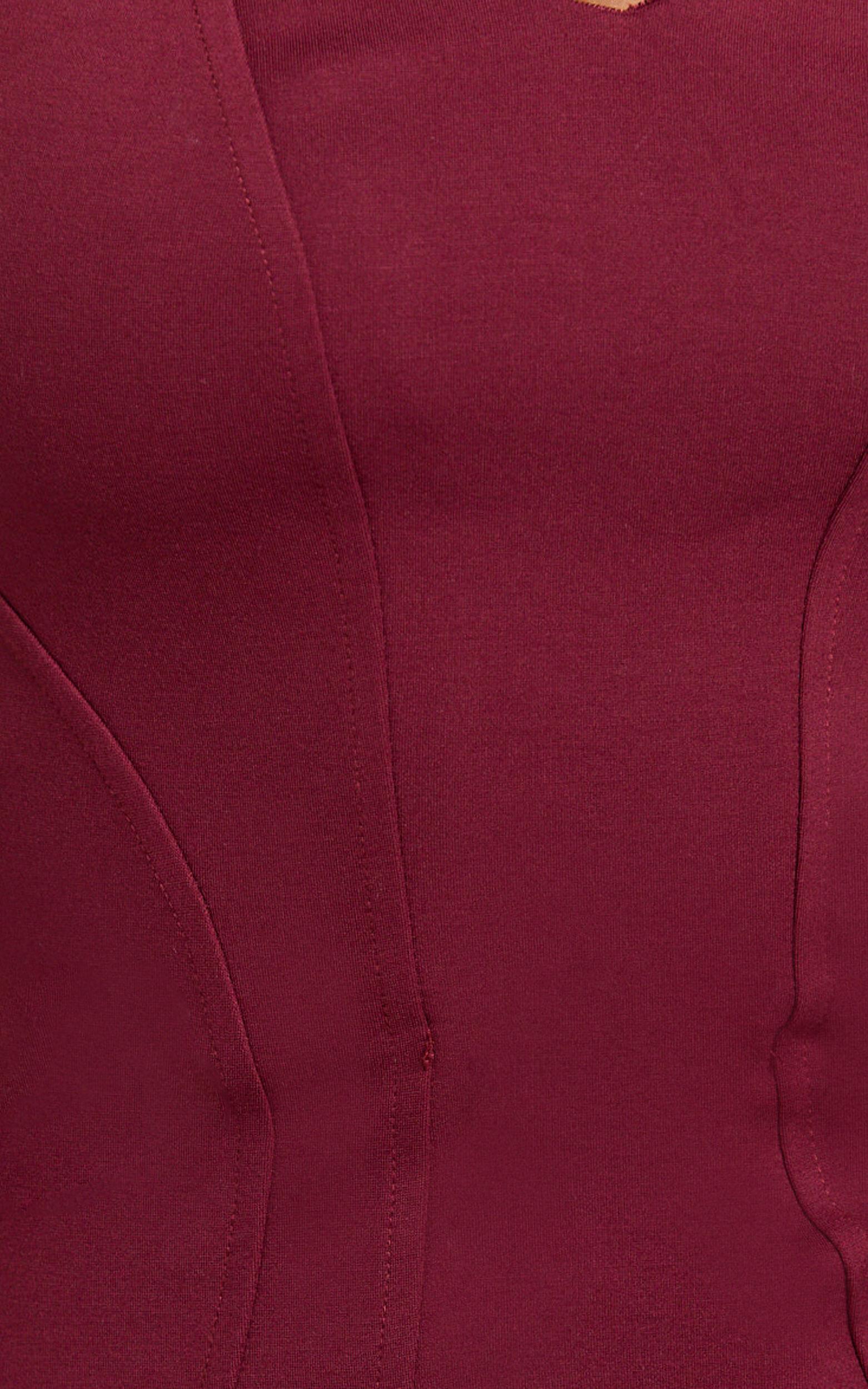 Oriella Maxi Dress - Panelled Thigh Split Strapless Dress in Wine Product Image