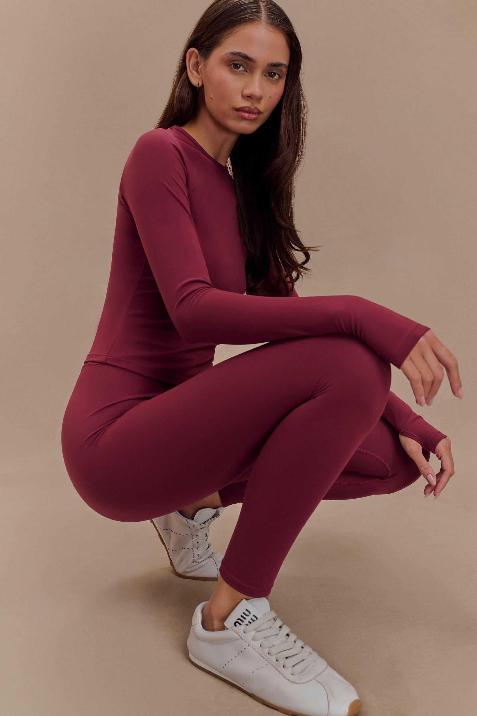 Callie Active Leggings - Burgundy Product Image
