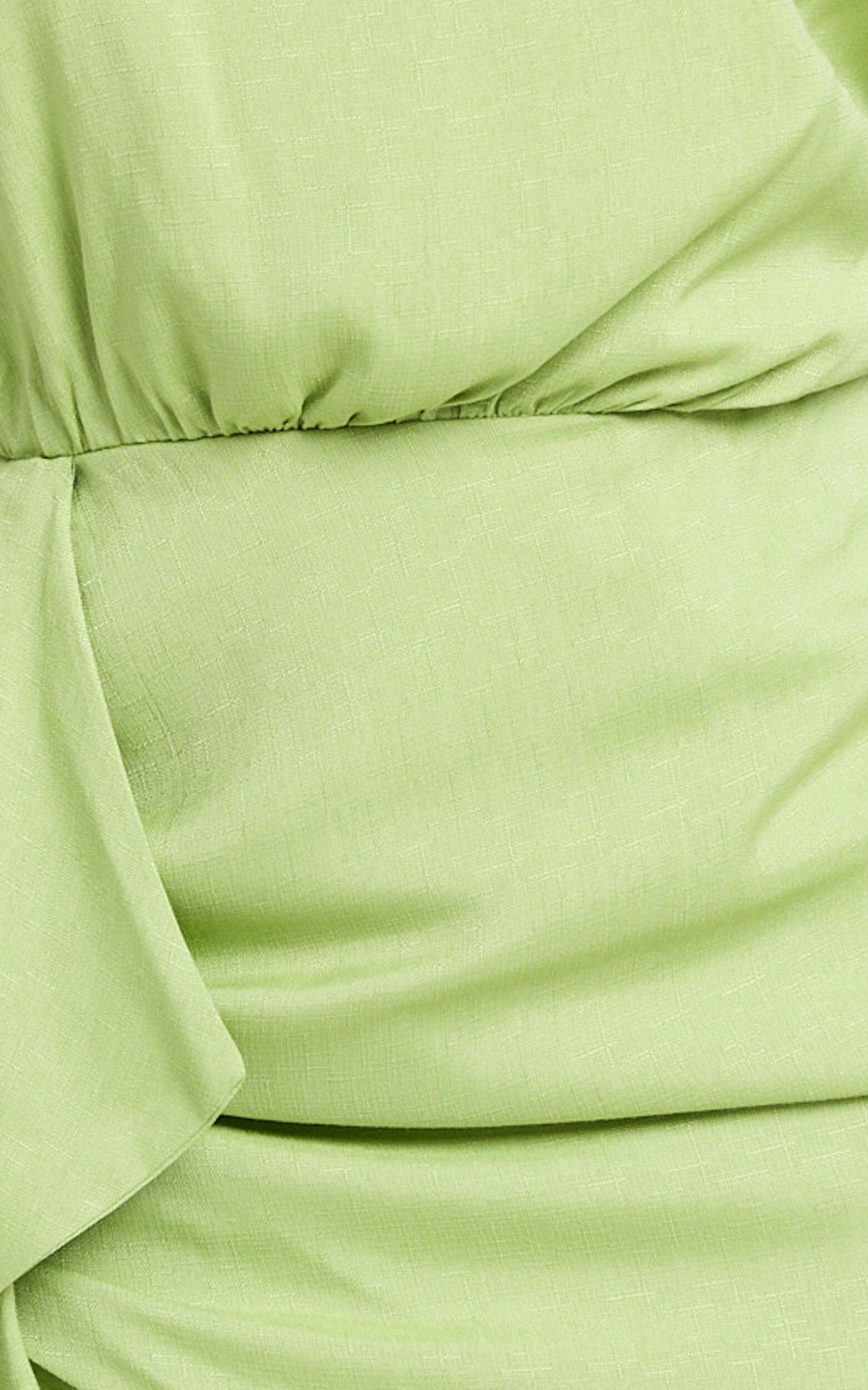 Niana Mini Dress - Drape One Shoulder Dress in Green Product Image