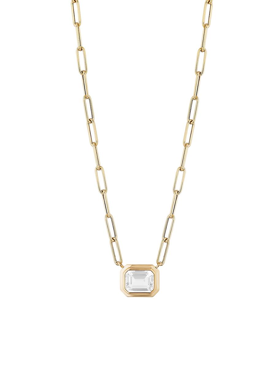 Womens Manhattan 18K Yellow Gold & Moon Quartz Pendant Necklace Product Image