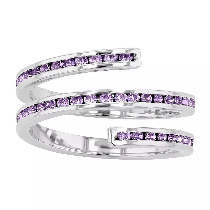 Traditions Jewelry Company Fine Silver Plated Purple Crystal Silver Ring, Women's,  Product Image