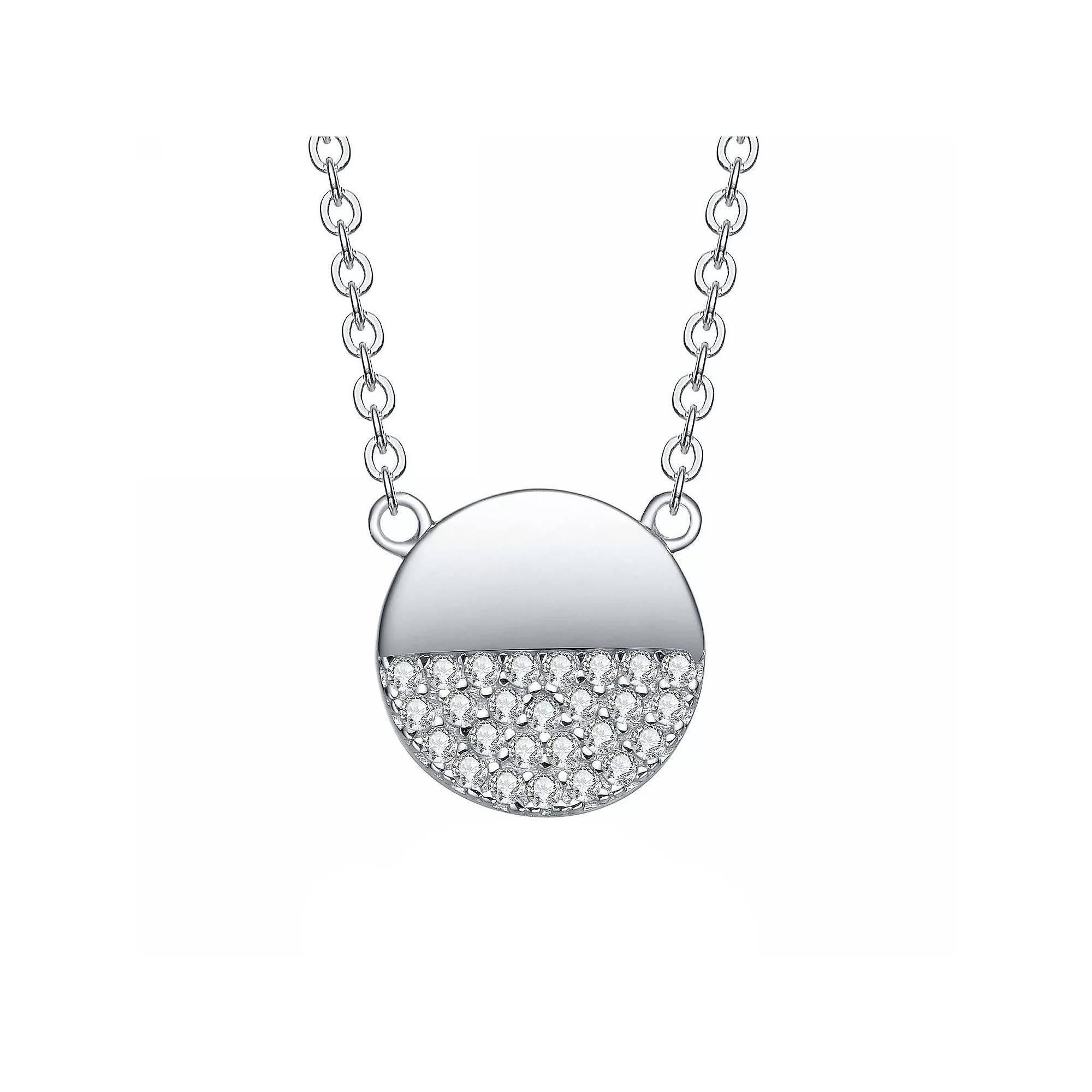Sterling Silver Cubic Zirconia Round Pendant Necklace, Womens Product Image