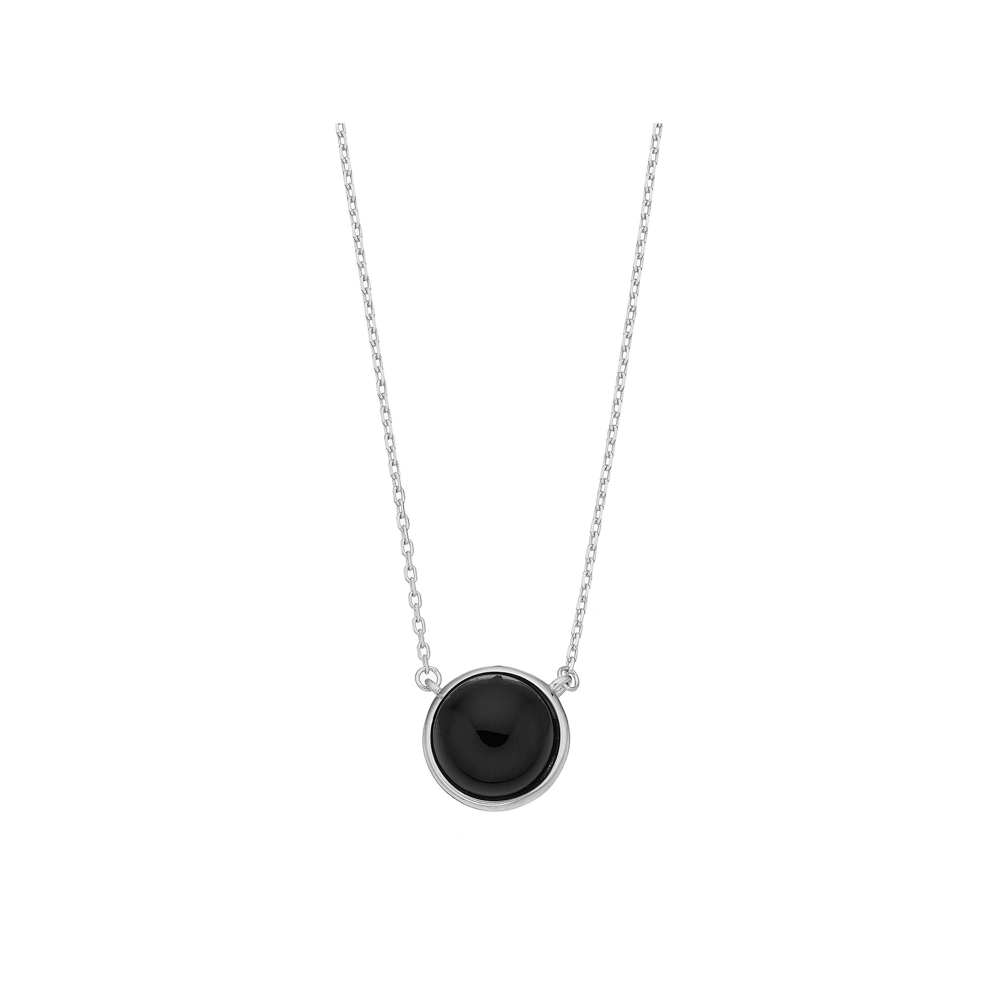 Sterling Silver Onyx Cabochon Necklace, Women's Product Image