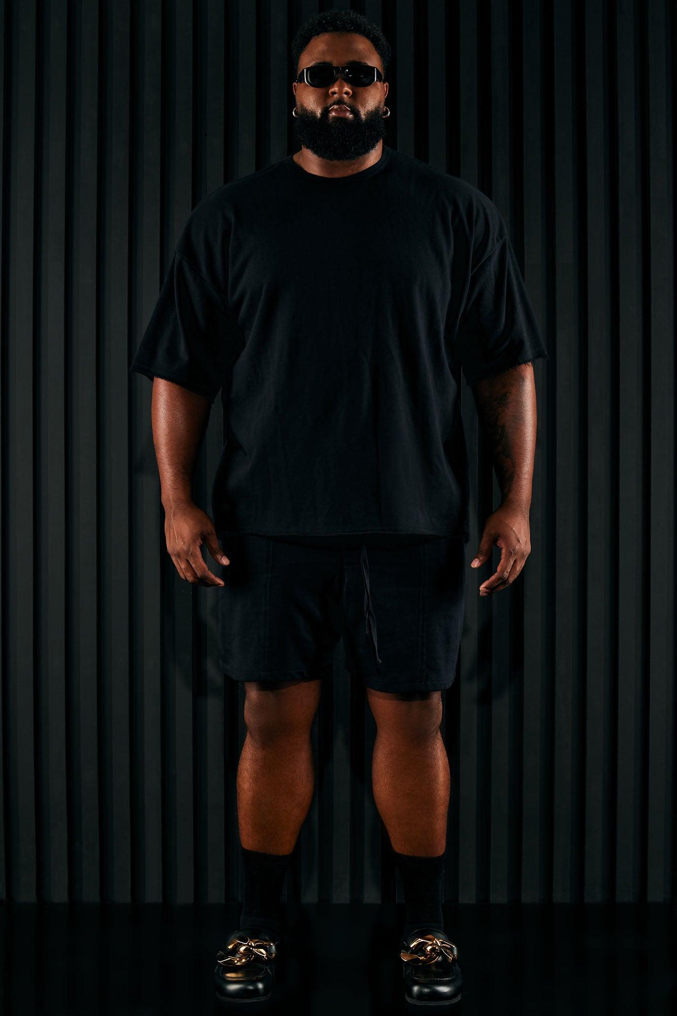 I Like How It Looks Oversized Terry Short Sleeve Tee - Black Product Image