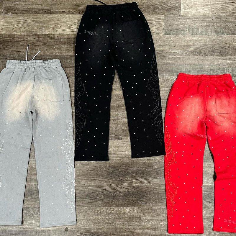 Vintage Polka Dots Fire Painted Flared Sweatpants Product Image