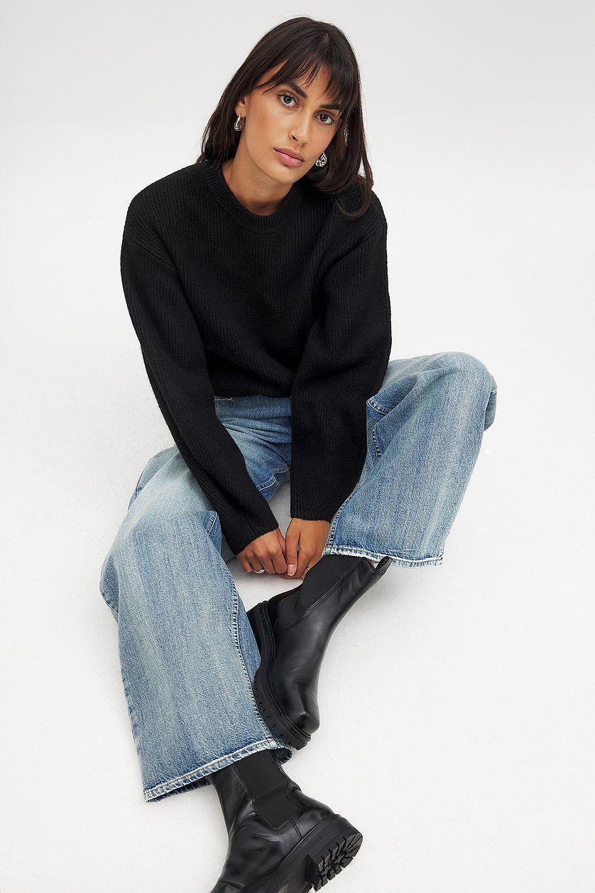 Leather Chunky Flat Sole Boots Product Image