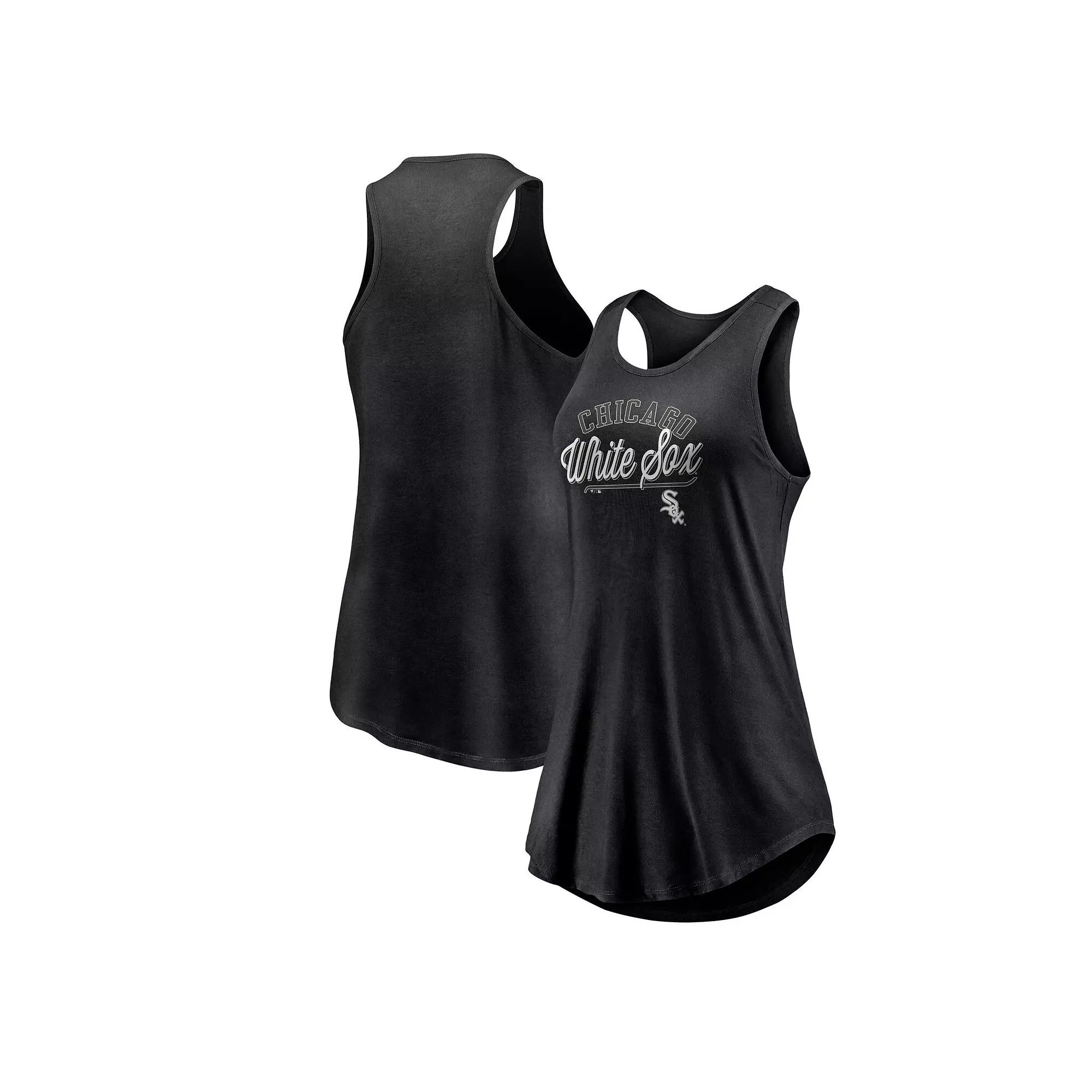 Women's Fanatics Branded Black Chicago White Sox Simplicity Swing Racerback Scoop Neck Tank Top, Size: 3XL Product Image