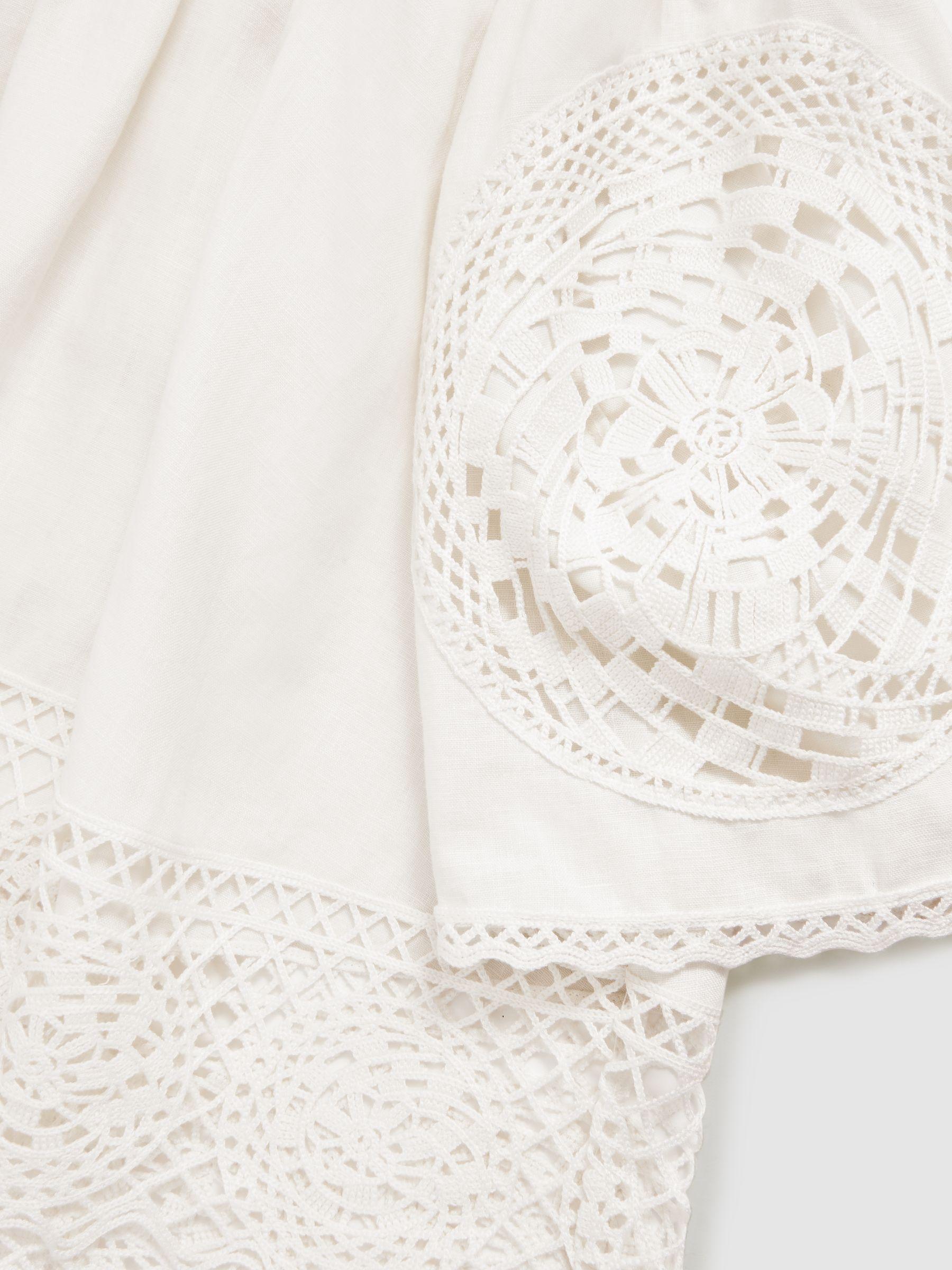 Linen Embroidered Swing Top in Ivory Product Image