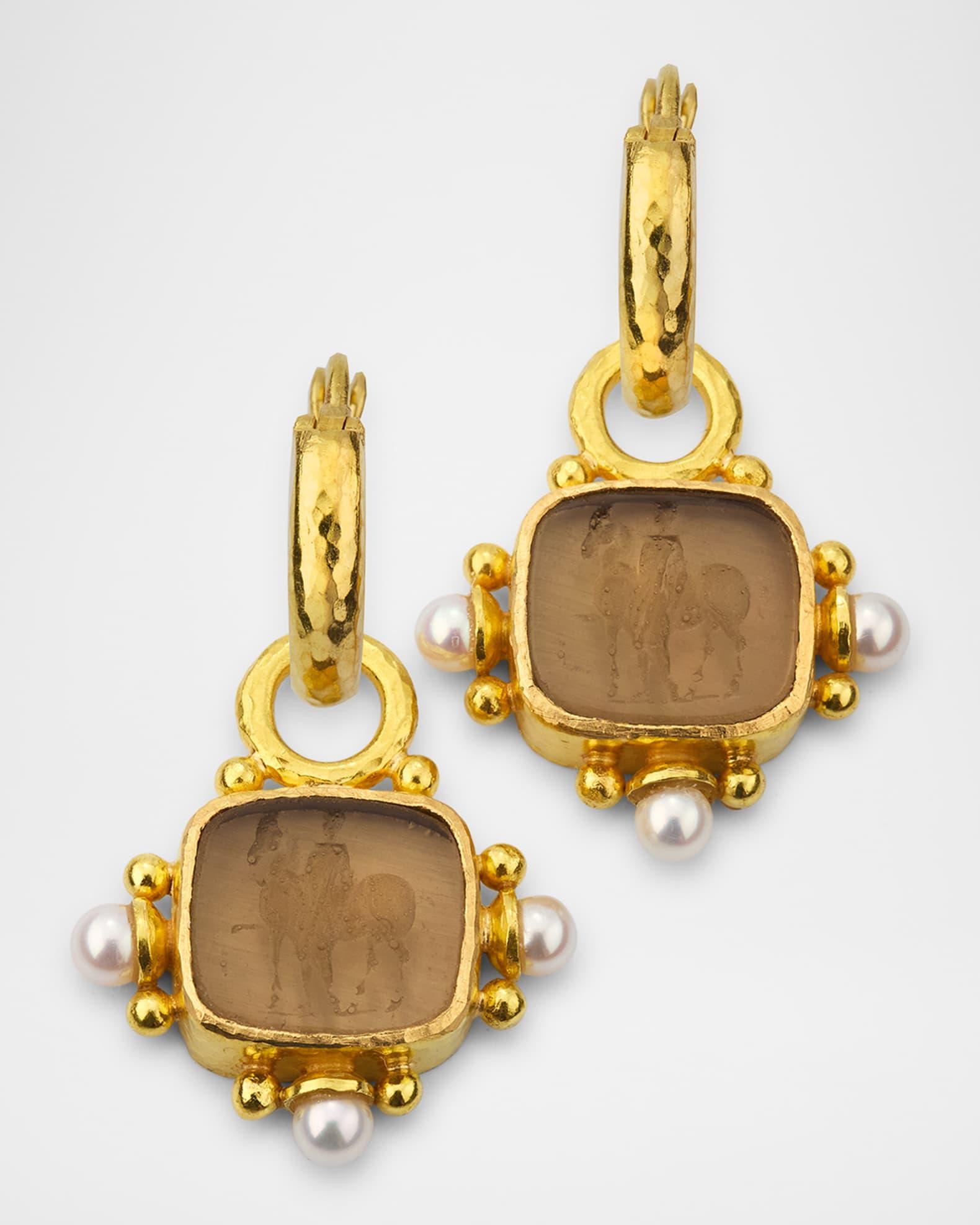 19k Venetian Glass and Pearl Earring Pendants Product Image