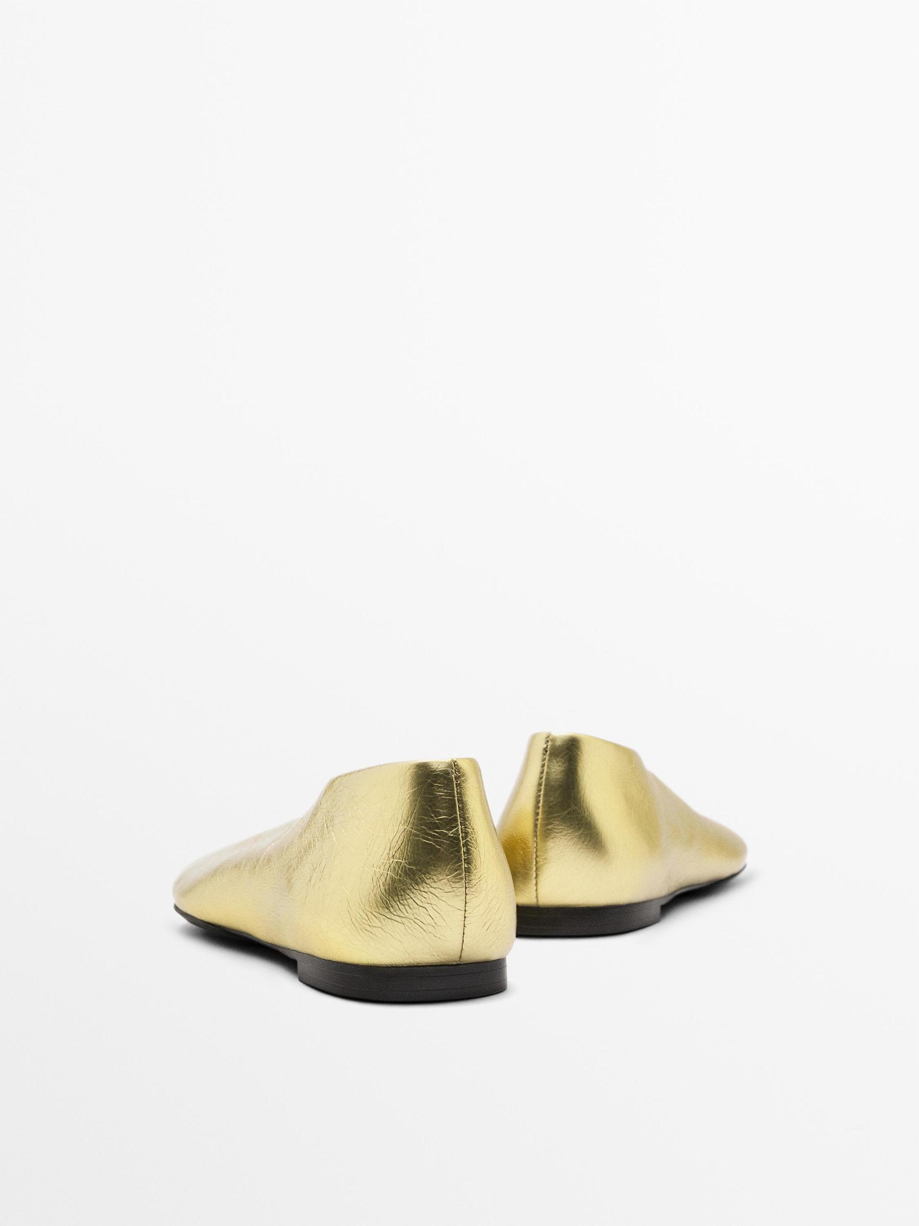 Metallic leather ballerinas Product Image