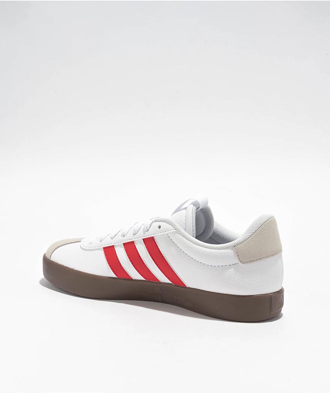 adidas VL Court 3.0 White & Scarlet Shoes Product Image