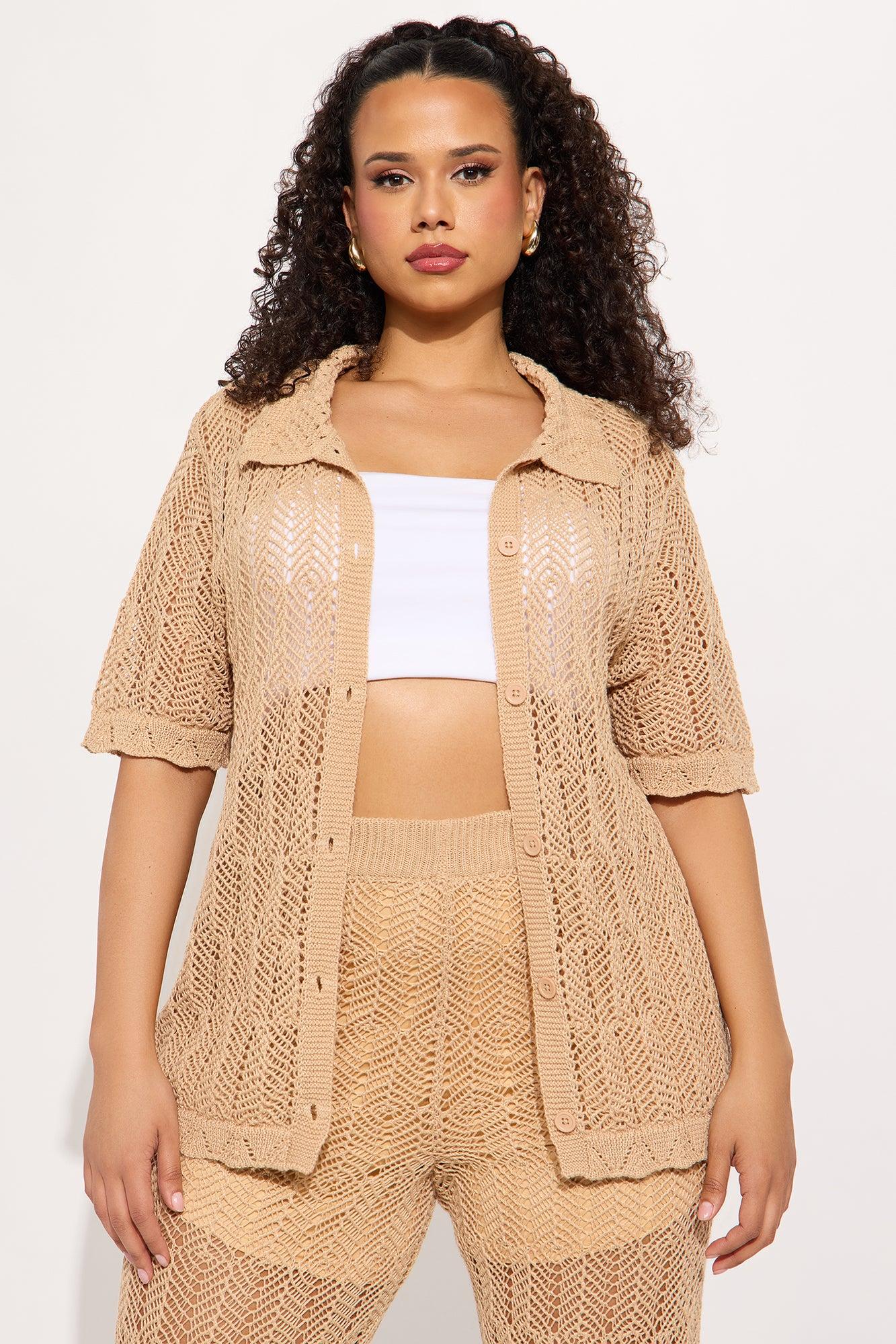 Coastal Living Crochet Pant Set - Taupe Product Image