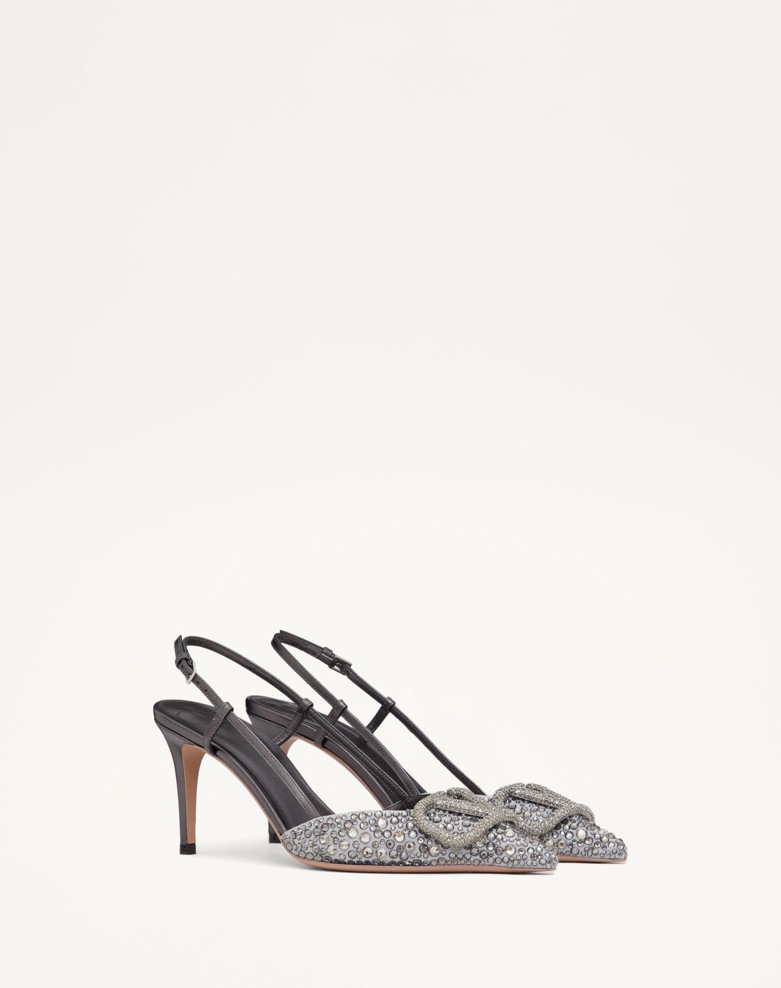 Embroidered Vlogo Signature Slingback Pump With Crystals 80 Mm Product Image
