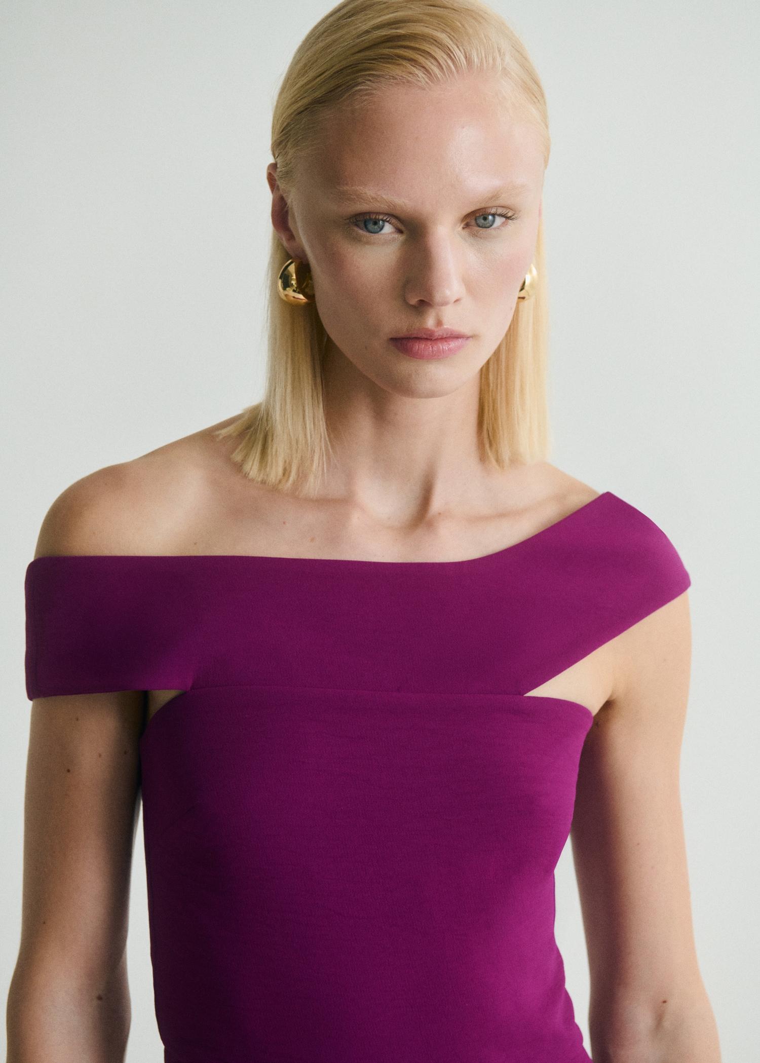 Long jumpsuit with asymmetrical neck - Women | MANGO USA Product Image