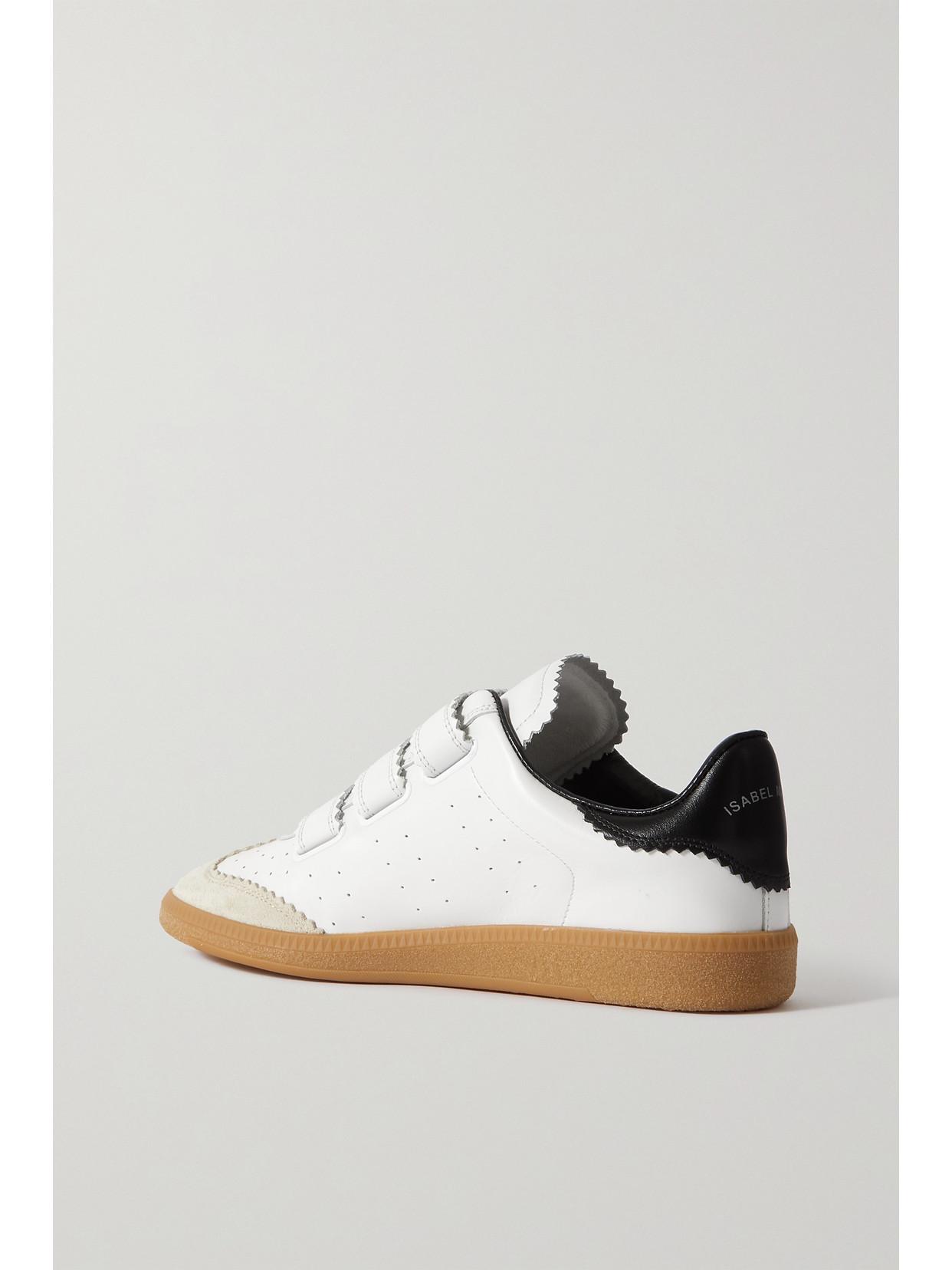 ISABEL MARANT Beth Suede-trimmed Leather Sneakers In White Product Image