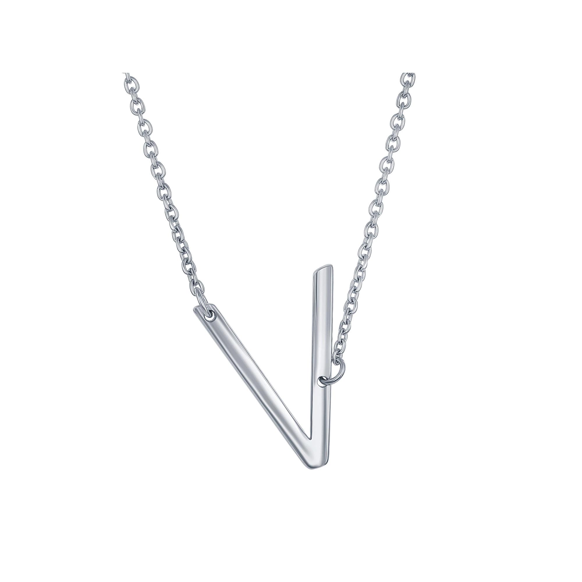 Sterling Silver Sideways Initial Necklace, Womens Sterling B Product Image