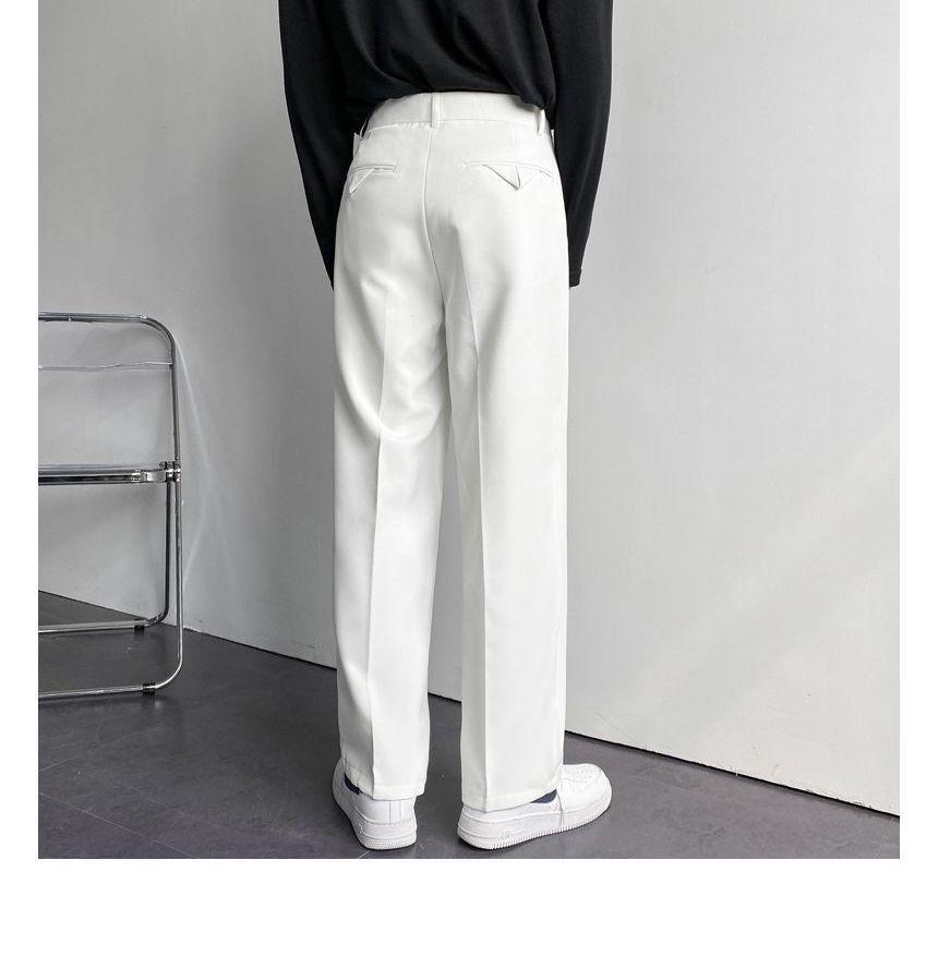 High Waist Plain Straight Leg Dress Pants Product Image