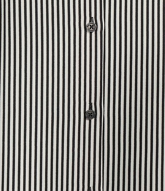 Alex Marie Piper Crepe de Chine Stripe Point Collar Long Sleeve Button Front Blouse Product Image