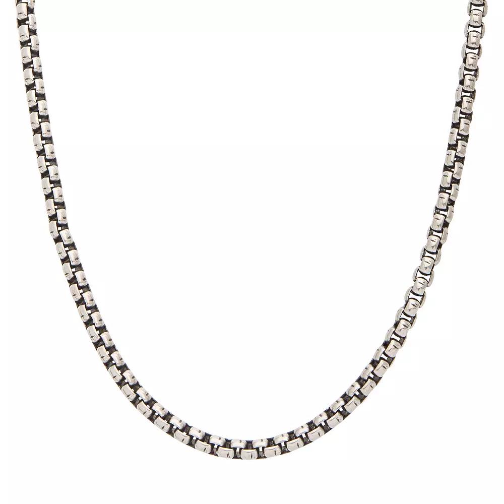 Mens Stainless Steel Oxidized Bold Box Chain Necklace Black Tone Product Image