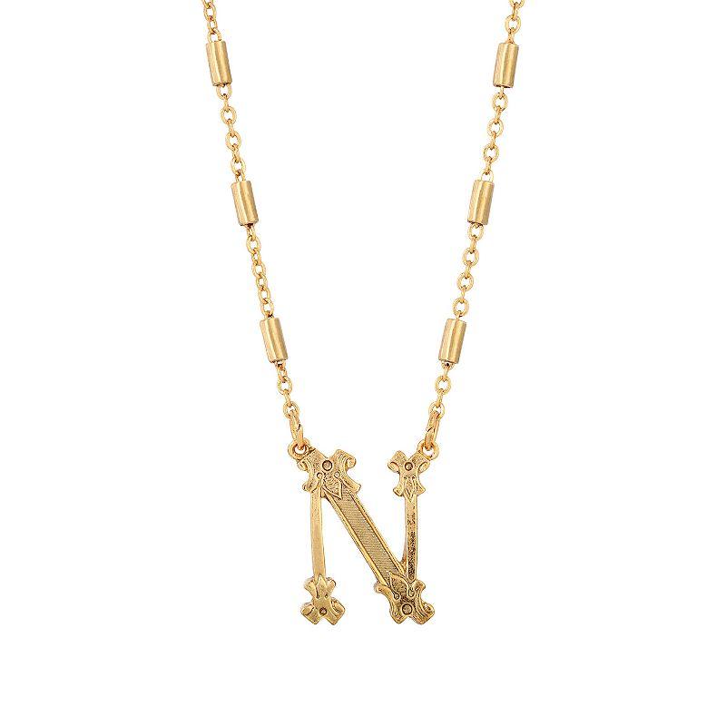 1928 Gold Tone Initial Necklace, Womens, Yellow K Product Image